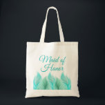 Tote Bag Aquarelle Plumes Maid of Honor Mariage<br><div class="desc">Ce design clair et aéré présente des plumes d'aquarelle dans les tons cool de bleu, d'aqua et de vert. Il se coordonne avec la "Collection Mariage de plumes d'aquarelle". Utilisez pour les faveurs de mariage ou comme élément de commodité lors des mariages de destination. Les Totes sont disponibles dans ce...</div>