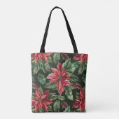 Tote Bag Aquarelle Poinsettia fleur Noël (Dos)