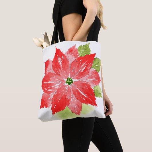 Tote Bag Aquarelle Poinsettias (De près)
