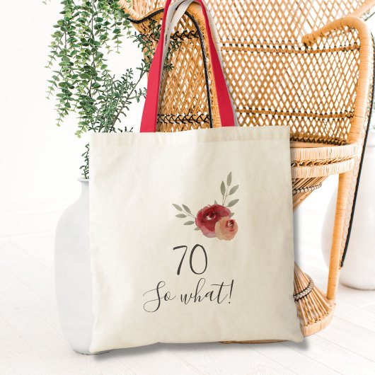 Tote Bag Aquarelle positive Roses Floral 70e anniversaire