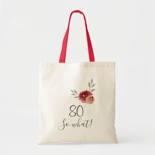 Tote Bag Aquarelle positive Roses Floral 80e anniversaire (Devant)