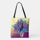 Tote Bag Aquarelle pourpre Tulips Personnaliser (Dos)