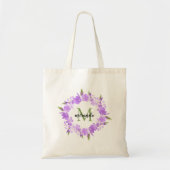 Tote Bag Aquarelle Purple Floral Nom de la couronne Monogra (Devant)