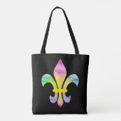 Tote Bag Aquarelle Rainbow Fleur de Lis en noir (Dos)