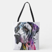 Tote Bag Aquarelle Rainbow Great Dane (Devant)