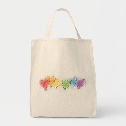 Tote Bag Aquarelle Rainbow Hearts (Devant)