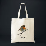 Tote Bag Aquarelle Robin rouge oiseau nom monogramme<br><div class="desc">Aquarelle Robin oiseau rouge monogramme nom sac fourre-tout. Vous pouvez facilement changer le nom.</div>