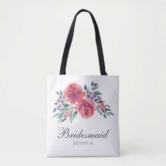Tote Bag Aquarelle romantique Florale (Devant)