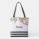 Tote Bag Aquarelle rose blanc Petunias Design floral (Dos)