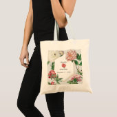 Tote Bag Aquarelle rose blanc pivoines Mariage (Devant (produit))