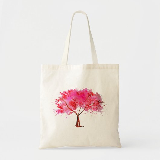 Tote Bag Aquarelle rose cerisier fleuri (Devant)