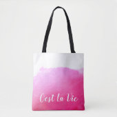 Tote Bag Aquarelle rose C'est La Vie (Devant)
