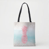 Tote Bag Aquarelle rose Fille Ananas tropical (Devant)