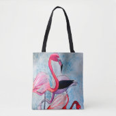 Tote Bag Aquarelle rose flamand coloré (Devant)