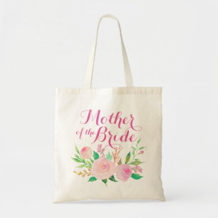 Tote Bag Aquarelle rose florale "Mère de la mariée"