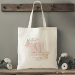 Tote Bag Aquarelle rose Florale Sirène<br><div class="desc">Sac fourre-tout monogramme sur mesure avec aquarelle rose et design floral.</div>