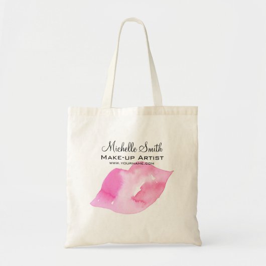 Tote Bag Aquarelle rose lèvres maquillage marque (Devant)