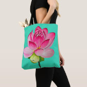 Tote Bag Aquarelle rose lofleur art (De près)