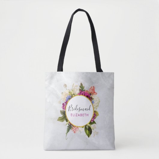 Tote Bag Aquarelle rose moderne Bouquet floral (Devant)