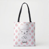 Tote Bag Aquarelle rose monogramme Mouton floral (Devant)