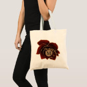 Tote Bag aquarelle rose or bordeaux faux feuille monogramme (Devant (produit))