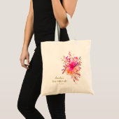 Tote Bag Aquarelle rose or Floral Élégant Bat mitzvah (Devant (produit))