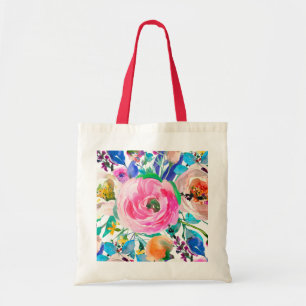 Tote Bag Aquarelle Rose Rose Et Beige