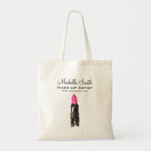Tote Bag Aquarelle rose rouge à lèvres marque maquillage