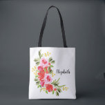 Tote Bag Aquarelle rose rouge Épaule florale<br><div class="desc">Design floral rouge et rose aquarelle sur un sac fourre-tout. Parfait pour vous-même ou offrir en cadeau pour cadeau d'anniversaire, cadeau de douche nuptiale, fête de jardin et plus. CHANGER ou AJOUTER du texte, cliquez simplement sur le lien Customiser plus loin. CORRESPONDRE des articles dans notre magasin.</div>