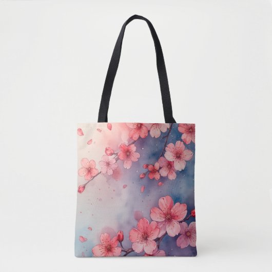 Tote Bag Aquarelle rose Sakura enchante Fourre-tout (Devant)