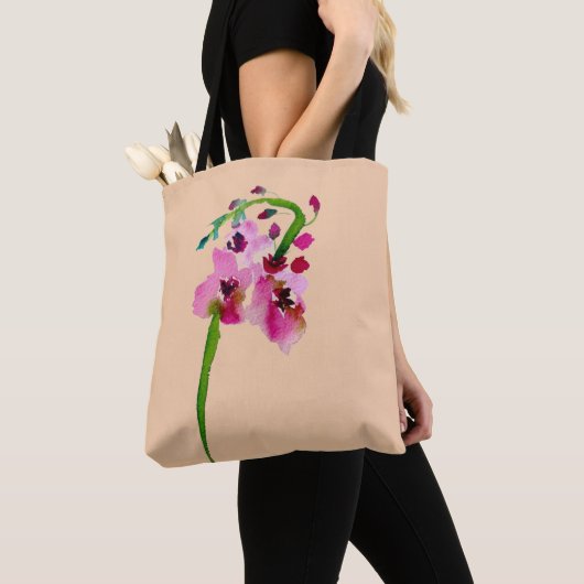 Tote Bag Aquarelle rose Verbascum (De près)