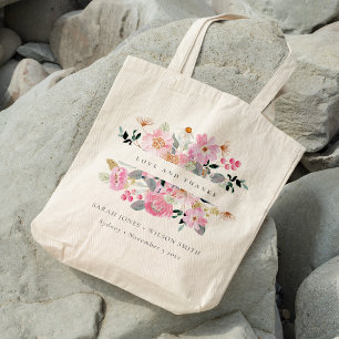Tote Bag Aquarelle rose vif grâce à un Mariage floral