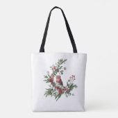 Tote Bag Aquarelle Rouge Cardinal Bird Wreath (Dos)