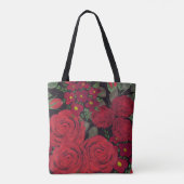 Tote Bag Aquarelle rouge roses sur noir, (Dos)