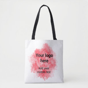 Tote Bag Aquarelle rouge simple ajouter votre logo texte pe