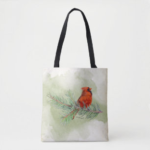 Tote Bag Aquarelle rustique cardinale rouge douce
