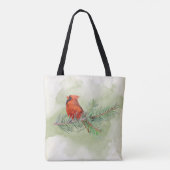 Tote Bag Aquarelle rustique cardinale rouge douce (Dos)