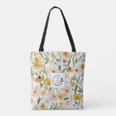 Tote Bag Aquarelle rustique Fleurs sauvages Ajouter Logo En (Dos)