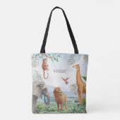 Tote Bag Aquarelle Safari sauvage Jungle Animaux africains (Dos)