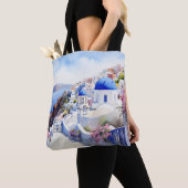 Tote Bag Aquarelle Santorin (De près)