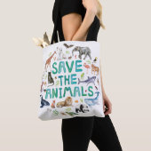 Tote Bag Aquarelle Sauvez les animaux Fourre-tout (De près)