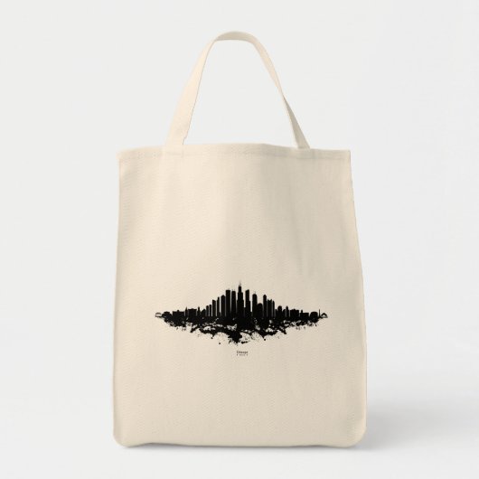 Tote Bag Aquarelle Skyline de Chicago noir et blanc (Devant)