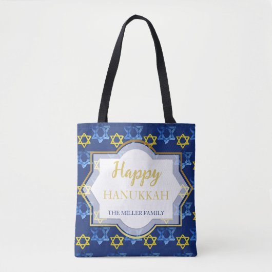 Tote Bag Aquarelle Star Of David Happy Hanoukka (Devant)