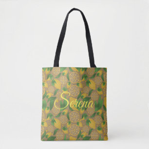 Tote Bag Aquarelle Taupe Fruit citron personnalisé
