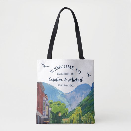 Tote Bag Aquarelle Telluride Colorado mariage Mountain (Devant)