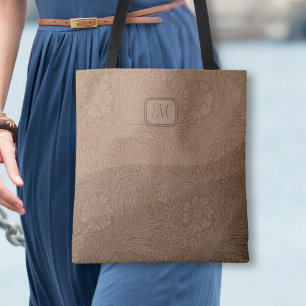 Tote Bag Aquarelle texturale vintage Hills Brown Initiale