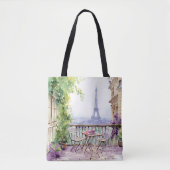 Tote Bag Aquarelle Tour Eiffel Paris Café français (Devant)