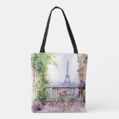 Tote Bag Aquarelle Tour Eiffel Paris Café français (Dos)
