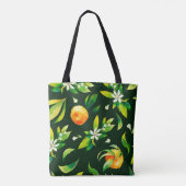 Tote Bag Aquarelle transparente agrumes et pattes feuilles (Dos)