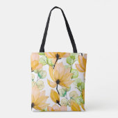 Tote Bag Aquarelle transparente motif avec fleurs de magnol (Dos)